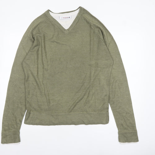 Burton Men’s Green V-Neck Acrylic Pullover Jumper Size L