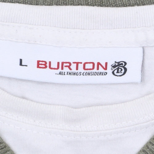 Burton Men’s Green V-Neck Acrylic Pullover Jumper Size L