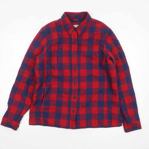 L.L. Bean Men's Red Blue Check Flannel Button-Up Shirt Size S Regular