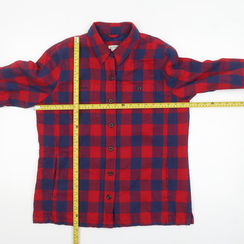 L.L. Bean Men's Red Blue Check Flannel Button-Up Shirt Size S Regular