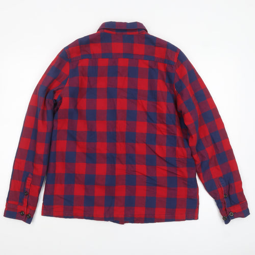 L.L. Bean Men's Red Blue Check Flannel Button-Up Shirt Size S Regular