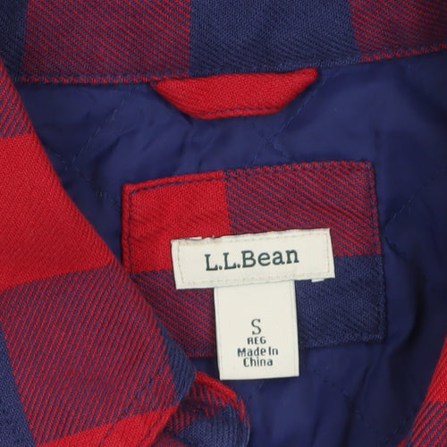 L.L. Bean Men's Red Blue Check Flannel Button-Up Shirt Size S Regular