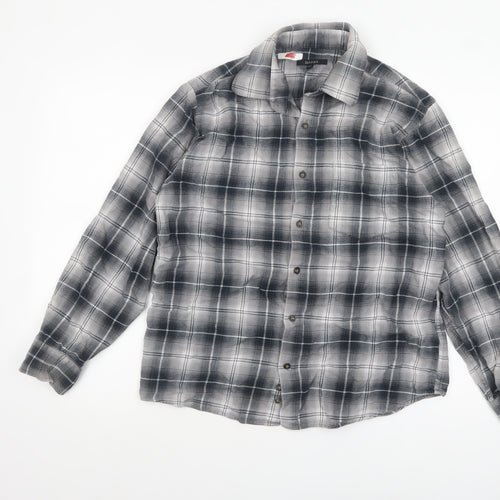 Dunnes Men's Grey Plaid Flannel Button-Up Shirt Medium