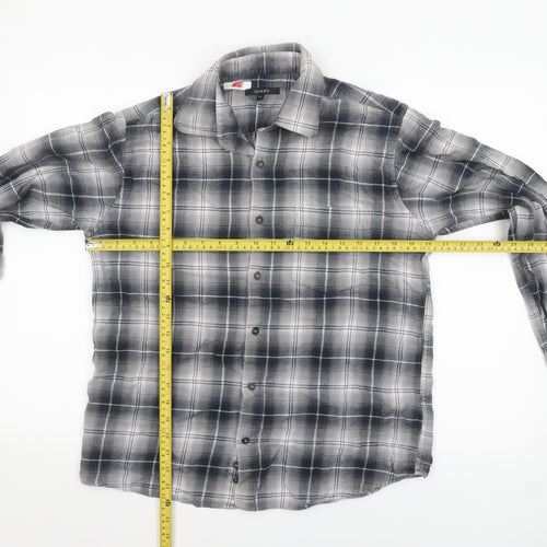 Dunnes Men's Grey Plaid Flannel Button-Up Shirt Medium