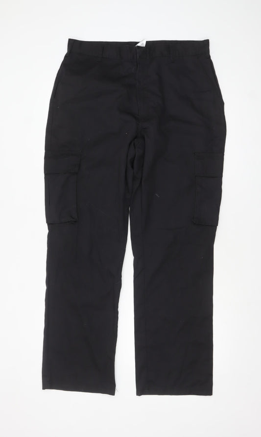 Alexandra Men's Black Cargo Trousers Size 34R Polyester Cotton Workwear