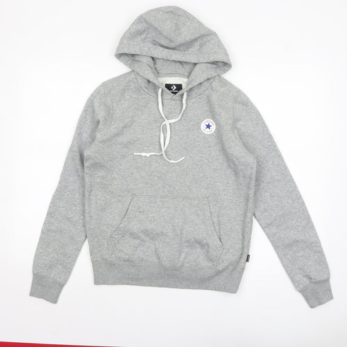 Converse Womens Grey Hoodie Medium Pullover Cotton Blend Casual