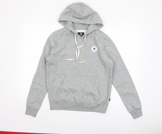 Converse Womens Grey Hoodie Medium Pullover Cotton Blend Casual