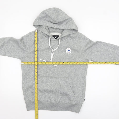 Converse Womens Grey Hoodie Medium Pullover Cotton Blend Casual