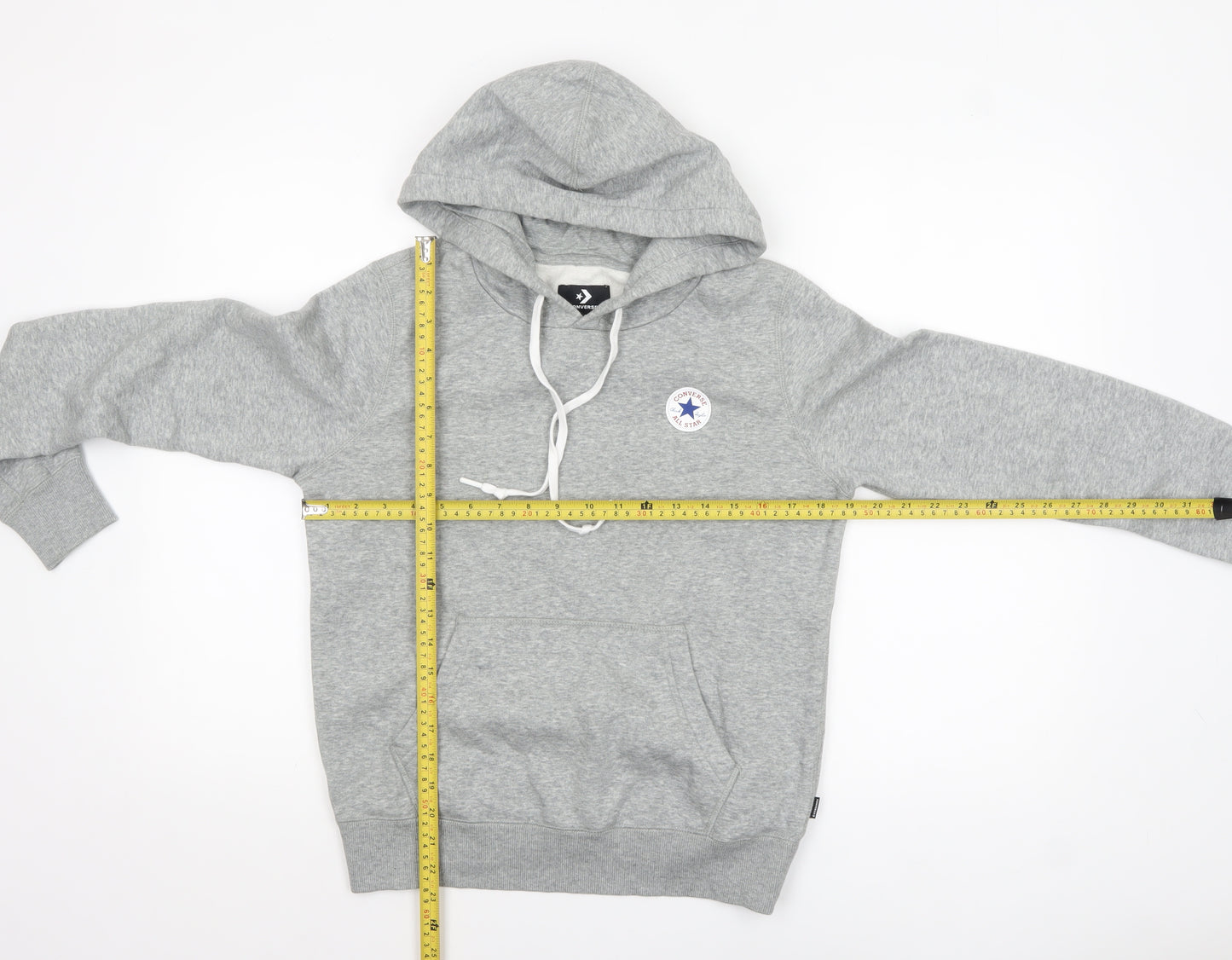 Converse Womens Grey Hoodie Medium Pullover Cotton Blend Casual