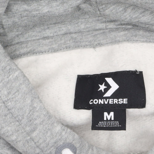 Converse Womens Grey Hoodie Medium Pullover Cotton Blend Casual