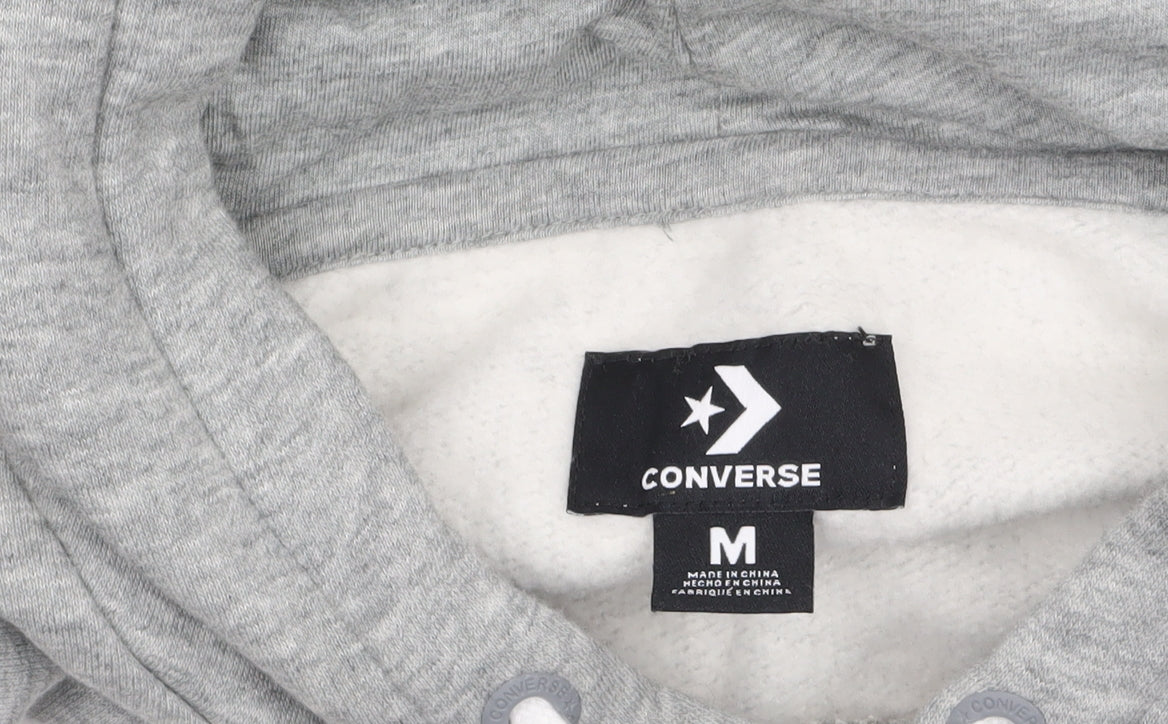 Converse Womens Grey Hoodie Medium Pullover Cotton Blend Casual