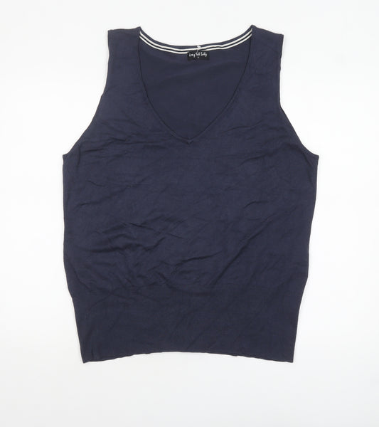Long Tall Sally Women Blue V-Neck Sleeveless Knit Tank Top XL