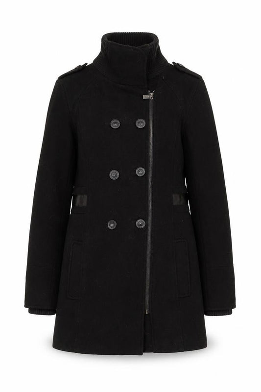 Baker by Ted Baker Girls Black Wool Blend Double-Breasted Mid-Length Coat Age 14