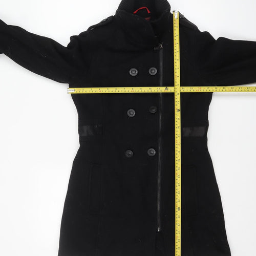 Baker by Ted Baker Girls Black Wool Blend Double-Breasted Mid-Length Coat Age 14