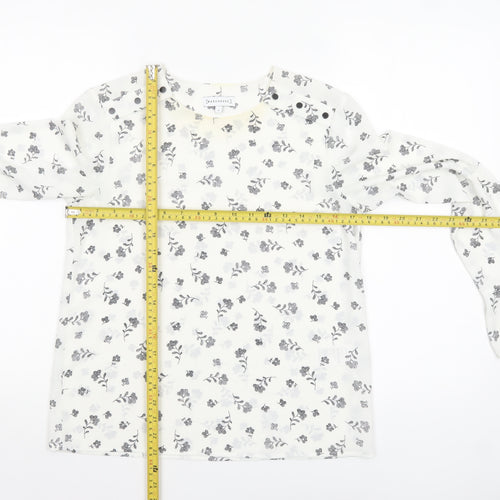 Warehouse Women’s White Floral Long Sleeve Polyester Blouse Size 8