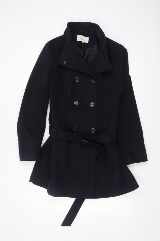 Peacocks Women's Black Size 16 Belted Double-Breasted Pea Coat