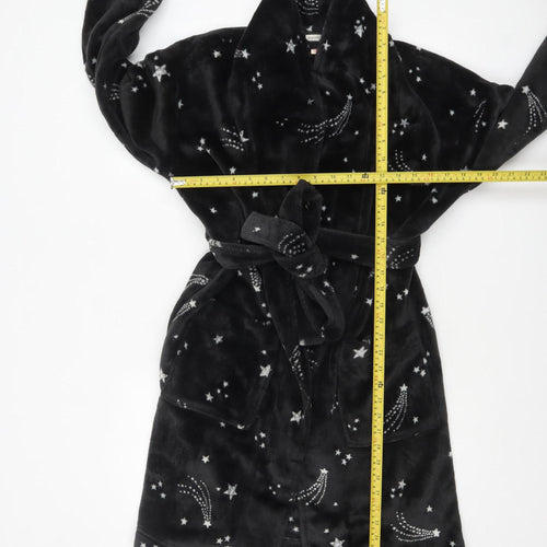 Monsoon Women’s Black Fleece Star Print Belted Winter Robe S