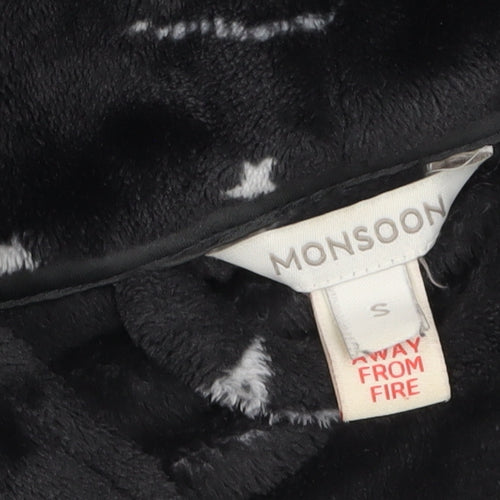 Monsoon Women’s Black Fleece Star Print Belted Winter Robe S