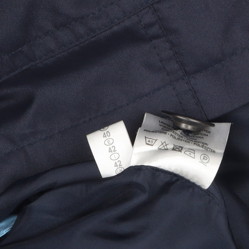 Peter Hahn Women's Blue Waterproof Hooded Mid-Length Rain Coat Size 16