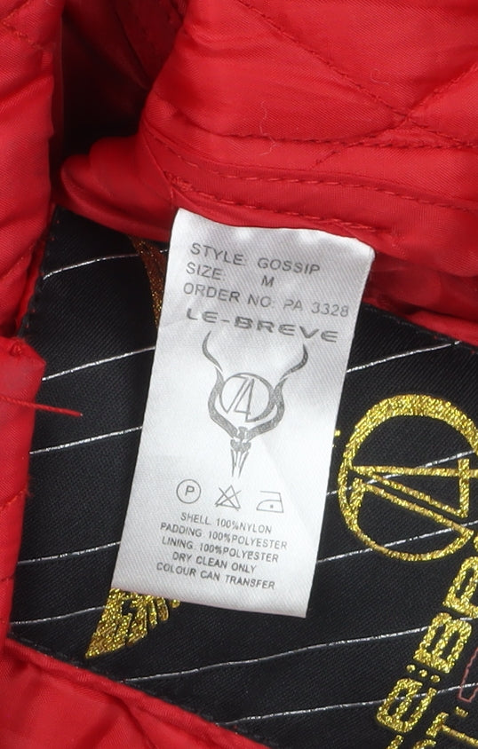 Le Breve Women's Red Quilted Belted Mid-Length Jacket Size M