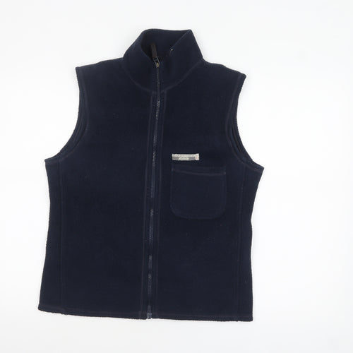 Pringle Women Blue Fleece Waistcoat L Sleeveless Zip Bodywarmer