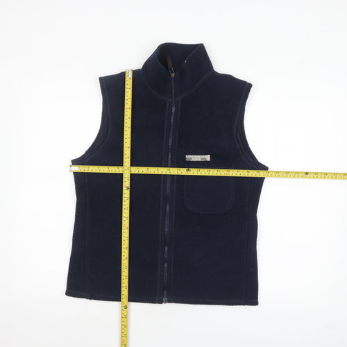 Pringle Women Blue Fleece Waistcoat L Sleeveless Zip Bodywarmer