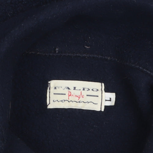 Pringle Women Blue Fleece Waistcoat L Sleeveless Zip Bodywarmer