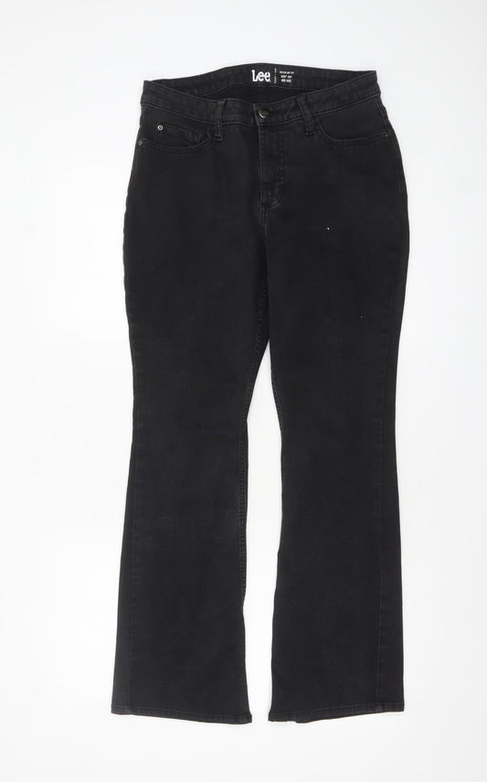 Lee Women's Black Bootcut Mid Rise Jeans Size 10P Regular Fit