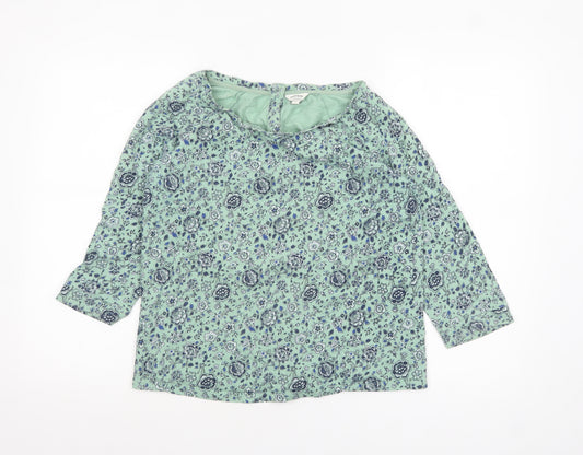 FatFace Women's Green Floral Cotton Tunic Blouse Size 10