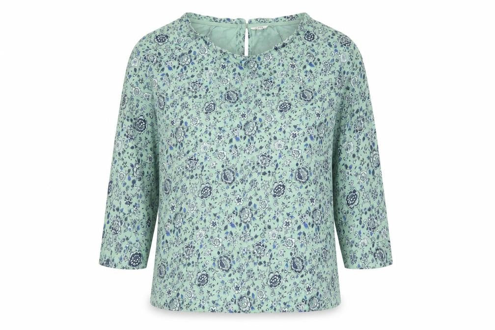 Front view of FatFace Women's Green Floral Cotton Tunic Blouse, size 10
