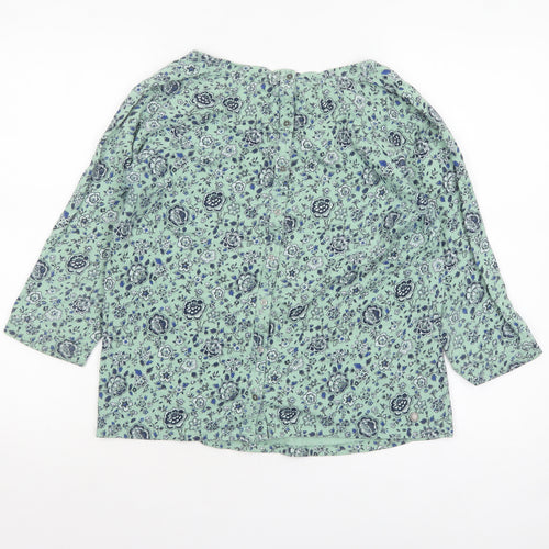 FatFace Women's Green Floral Cotton Tunic Blouse Size 10