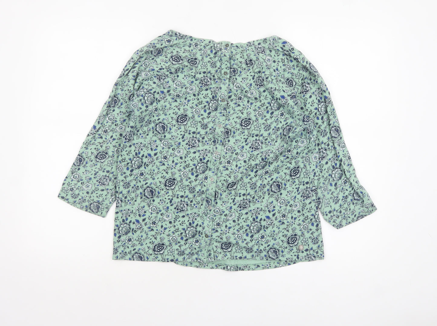 FatFace Women's Green Floral Cotton Tunic Blouse Size 10
