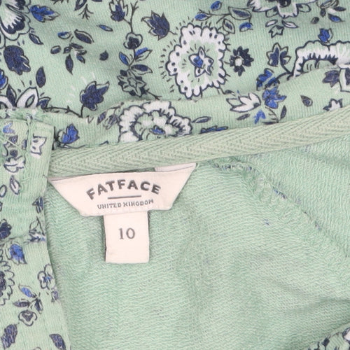 FatFace Women's Green Floral Cotton Tunic Blouse Size 10
