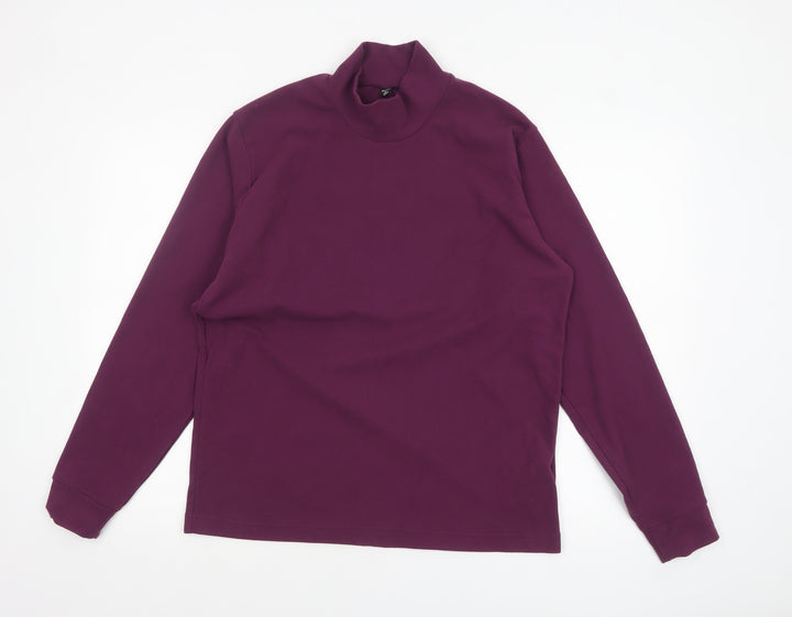 Uniqlo Men's Purple Mock Neck Long Sleeve Top M Regular Fit