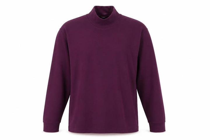 Uniqlo Men's Purple Mock Neck Long Sleeve Top M Regular Fit