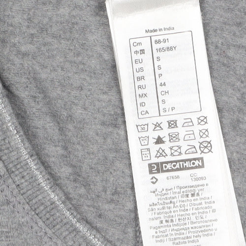 Decathlon Women Grey Long Sleeve Basic T-Shirt Size S