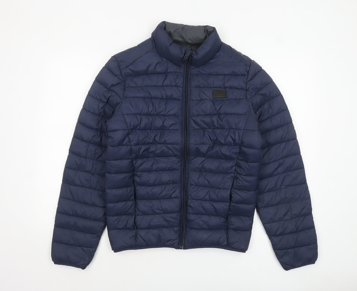 Blend Men's Blue Puffer Jacket Size M Lightweight Nylon Zip Coat