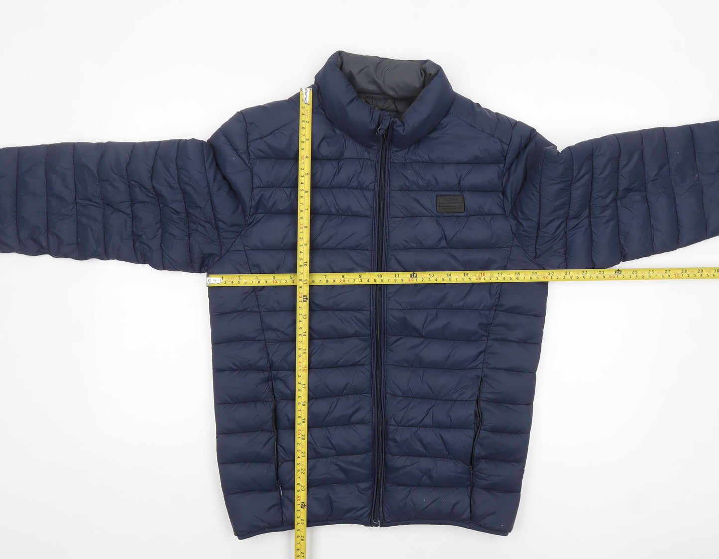 Blend Men's Blue Puffer Jacket Size M Lightweight Nylon Zip Coat