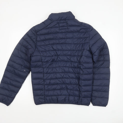 Blend Men's Blue Puffer Jacket Size M Lightweight Nylon Zip Coat
