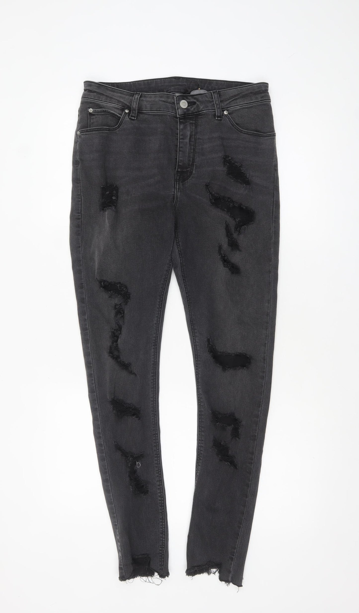 ASOS Men's Black Distressed Skinny Jeans 32W 32L Slim Fit Denim