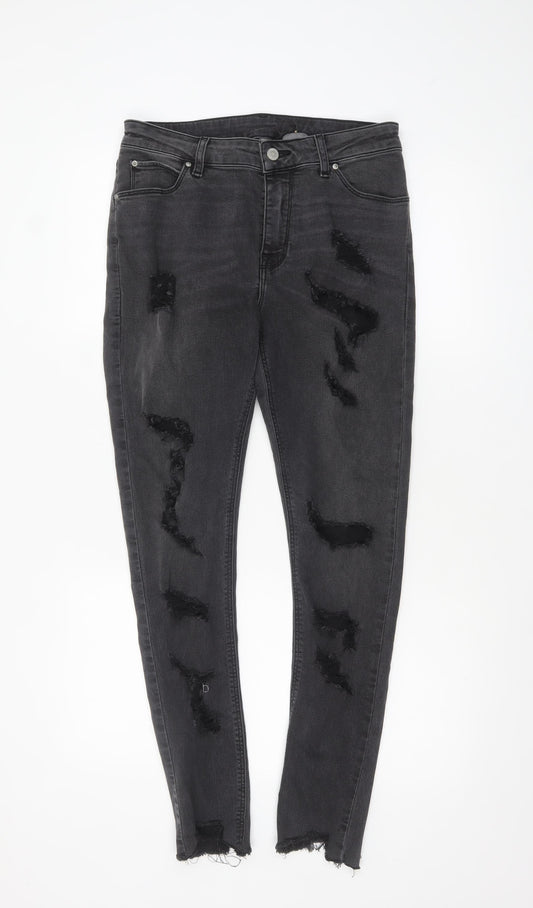 ASOS Men's Black Distressed Skinny Jeans 32W 32L Slim Fit Denim