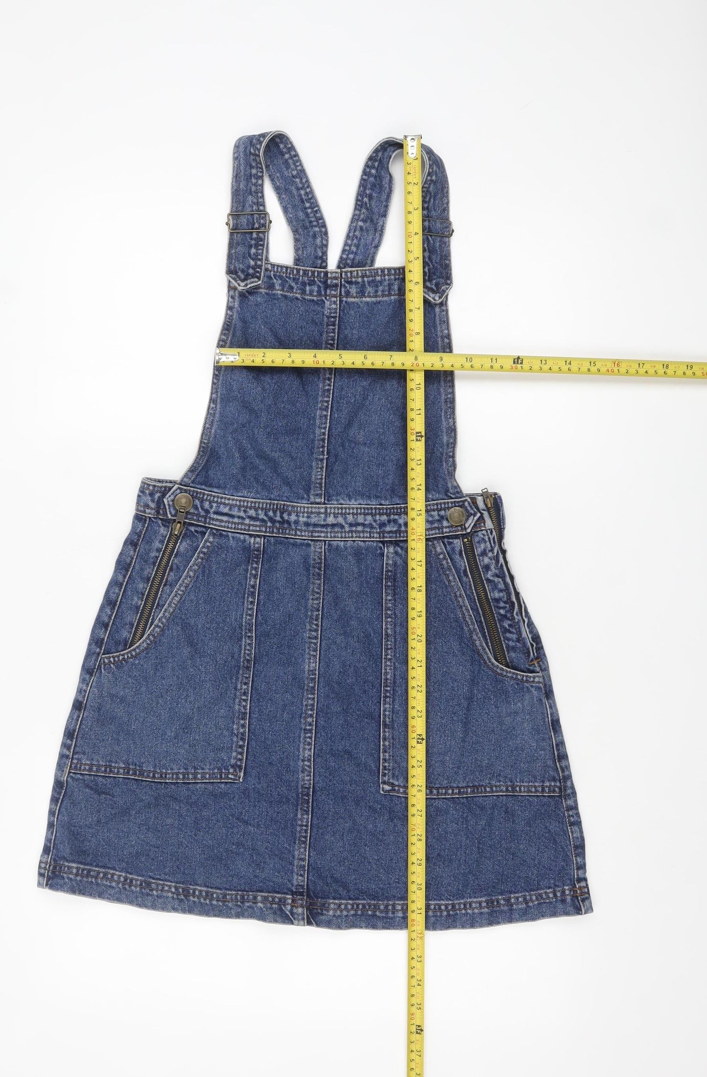 Cooperative Women’s Blue Denim Pinafore Dress M Short Casual