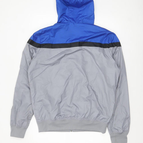 Nike Men's Blue Grey Windbreaker Hooded Jacket Size L