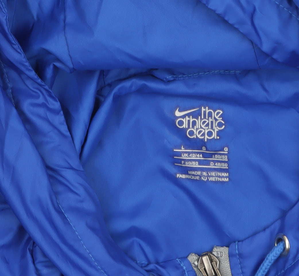 Nike Men's Blue Grey Windbreaker Hooded Jacket Size L