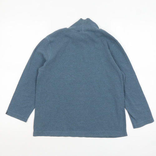 Lands' End Women's Blue Long Sleeve Roll Neck Cotton Top Size S
