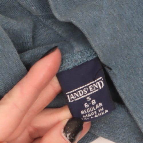Lands' End Women's Blue Long Sleeve Roll Neck Cotton Top Size S