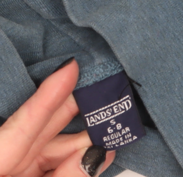 Lands' End Women's Blue Long Sleeve Roll Neck Cotton Top Size S