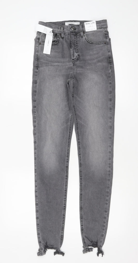 Topshop Women’s Grey Jamie Tall High Rise Skinny Jeans Size 8