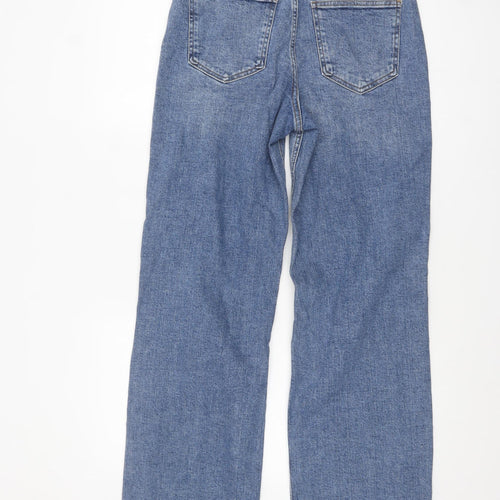 ONLY Women’s Blue Wide-Leg Distressed High-Rise Jeans Size 12