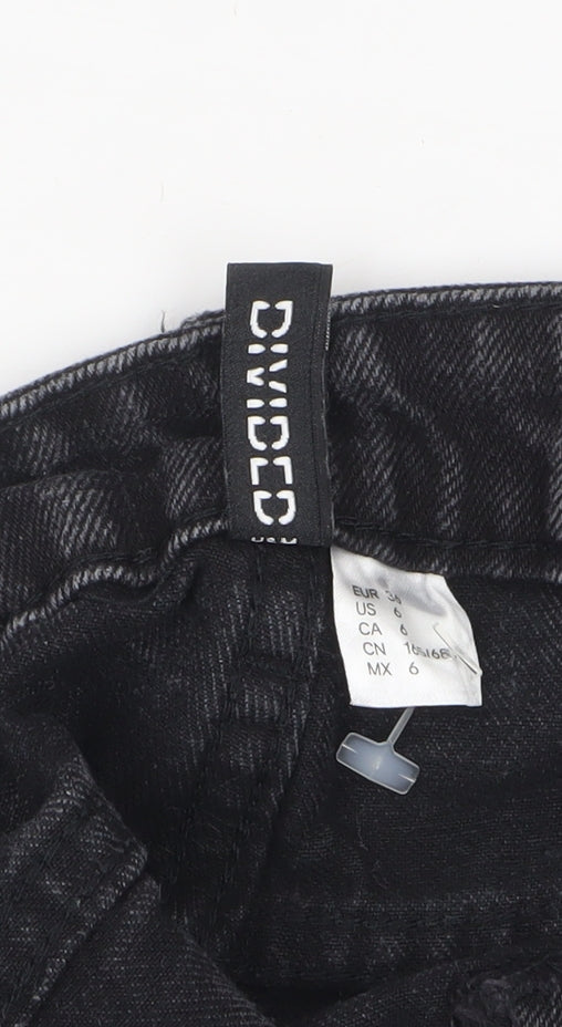 H&M Divided Women's Black Denim Cut-Off Shorts Size 8